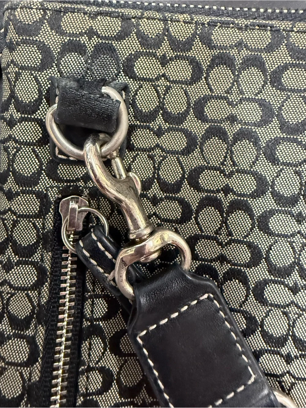 Coach Gray and Black Signature Crossbody Bag